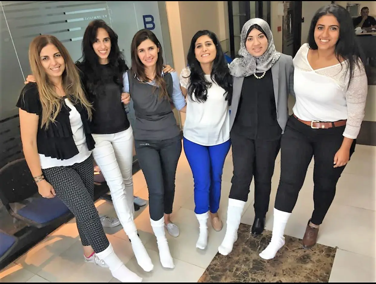 Supporters wearing white socks for the campaign